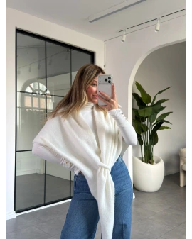 EKRU ÜÇGEN İÇTEN GEÇMELİ TRİKO ŞAL