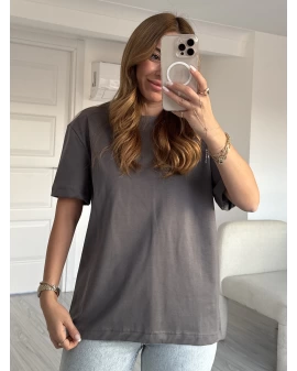 Füme Marka Model Dekoratif Dikişli Pamuklu T-Shirt