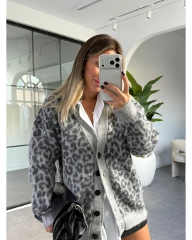 GRİ FÜME LEOPAR DESEN HIRKA