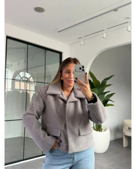 GRİ KISA KÜRK CEKET