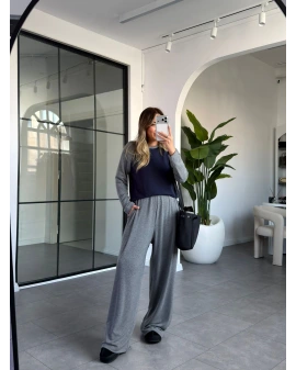 GRİ LACİVERT BİSİKLET YAKA TAKIM