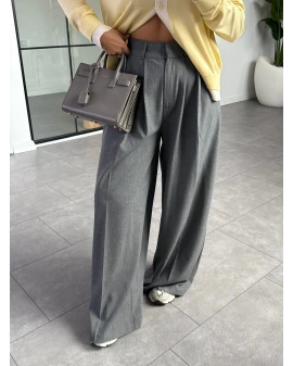 GRİ PİLİLİ PALAZZO PANTOLON