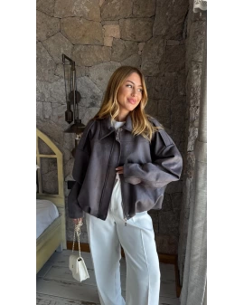 GRİ SÜET BOMBER CEKET