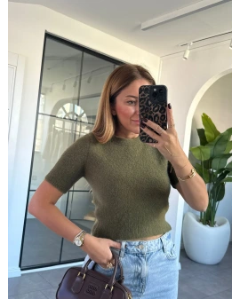 HAKİ BİSİKLET YAKA YUMUŞAK DOKULU KAZAK