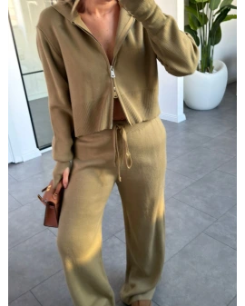 HAKİ KAPÜŞONLU PARMAK GEÇİRMELİ TRİKO TAKIM