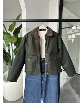 HAKİ MUMLU KISA TRENÇ