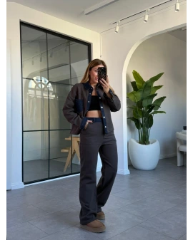 KAHVE DENİM GARNİLİ GÖMLEK PANTOLON TAKIM