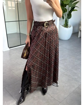 KAHVE EKOSE DESEN SATEN ETEK 9690