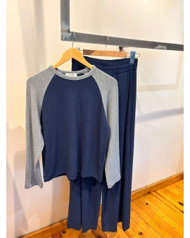 LACİVERT GRİ BİSİKLET YAKA TAKIM