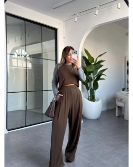 KAHVE GRİ BİSİKLET YAKA TAKIM