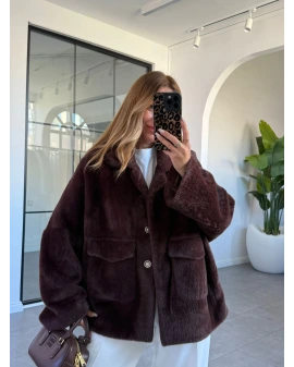 KAHVE İKİ CEPLİ PREMİUM KALİTE PELUŞ KABAN