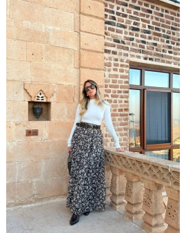 YEŞİL KALIN KEMERLİ ŞİFON ETEK