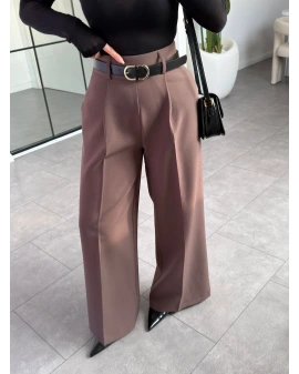 KAHVE KEMERLİ PALAZZO PANTOLON