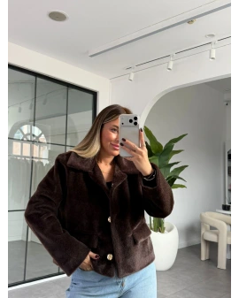 KAHVE KISA KÜRK CEKET