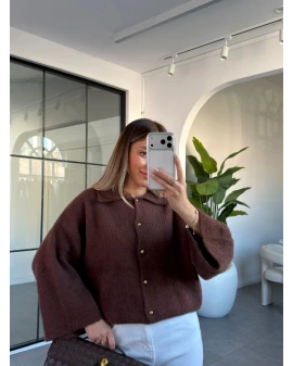 KAHVE PREMİUM POLO YAKA HIRKA