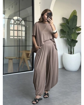 KAHVE ŞALVAR MODEL MODAL TAKIM