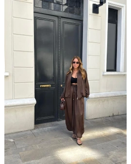 KAHVE ŞALVAR MODEL SATEN PANTOLON