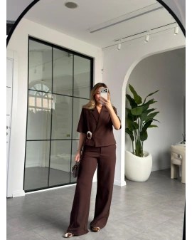 KAHVE TEK TOKALI CEKET TAKIM 9511