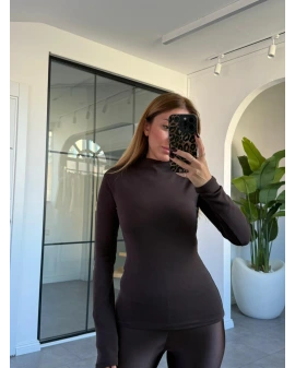 KAHVE DİLVİN YARIM BALIKÇI YAKA BODY