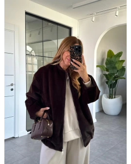 KAHVERENGİ BOMBER TÜYLÜ CEKET