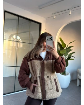 KAHVERENGİ PARAŞÜT DETAY PELUŞ MONT