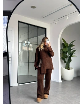 KAHVERENGİ ŞALLI YUMUŞACIK TRİKO TAKIM