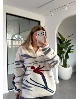 KAYAK DESEN PELUŞ SWEATSHİRT