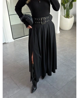 KEMERLİ SİYAH PİLİKAŞE ETEK