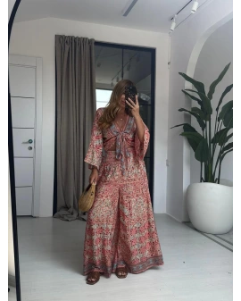 PEMBE ETNİK DESEN TAKIM