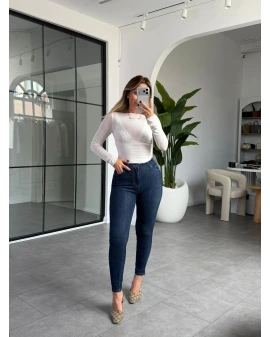 KOYU MAVİ YÜKSEL BEL BORU PAÇA JEAN