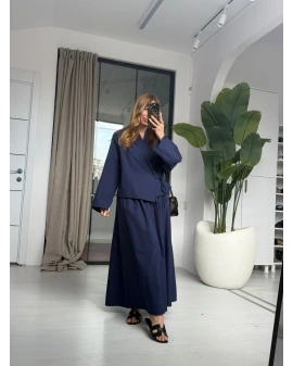 LACİVERT BAĞLAMA DETAYLI ETEK TAKIM