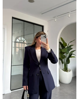 LACİVERT BELDEN OTURTMALI BLAZER CEKET