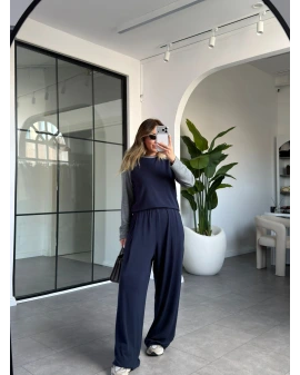 LACİVERT GRİ BİSİKLET YAKA TAKIM