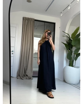LACİVERT HALTER YAKA ELBİSE