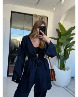 LACİVERT KİMONO TAKIM