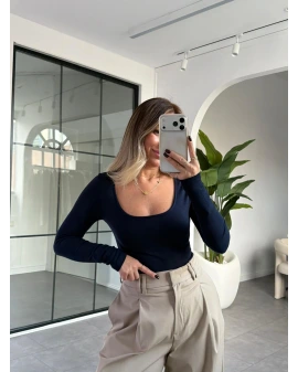 LACİVERT OYSH MARKA U YAKA BLUZ