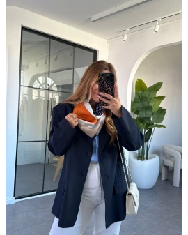 LACİVERT ÇİFT CEPLİ KRUVAZE YAKA CEKET