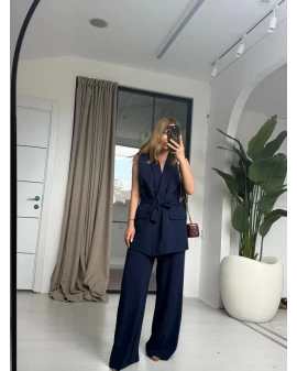 LACİVERT PREMİUM KALİTE PR YELEKLİ TAKIM