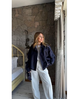 LACİVERT SÜET BOMBER CEKET