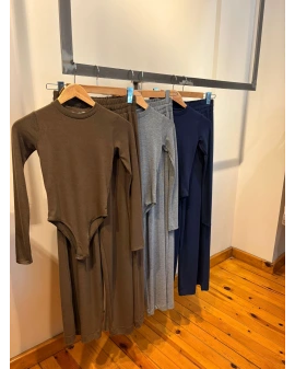 LACİVERT UZUN KOLLU BODYSUİT TAKIM