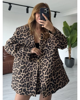 Leopar Desen Oversize Ceket