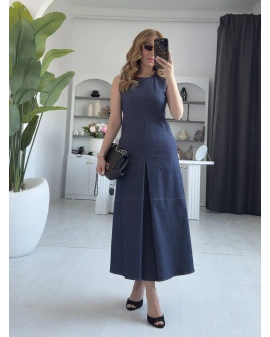 Mavi Bisiklet Yaka Cep Detaylı Esnek Jean Elbise