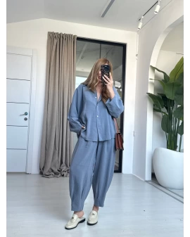MAVİ YUMOŞ DOKULU MODAL TAKIM