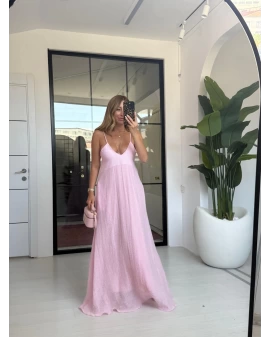 PEMBE ASKILI ELBİSE