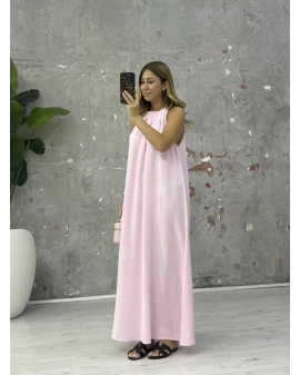 PEMBE HALTER YAKA ELBİSE