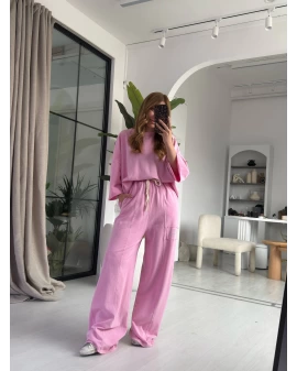 Pembe Oversize İşleme Detay Spor Takım