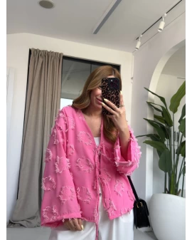 Pembe Püsküllü Bağlamalı Gömlek