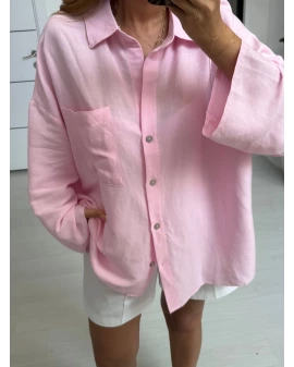 PEMBE SALAŞ KETEN GÖMLEK