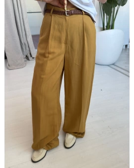 Safran Örgü Kemerli Pantalon
