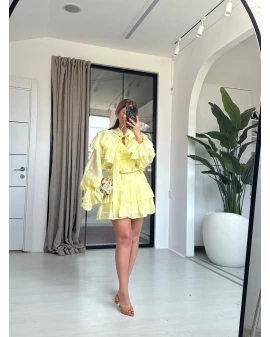 SARI FIRFIR MİMOZA ELBİSE